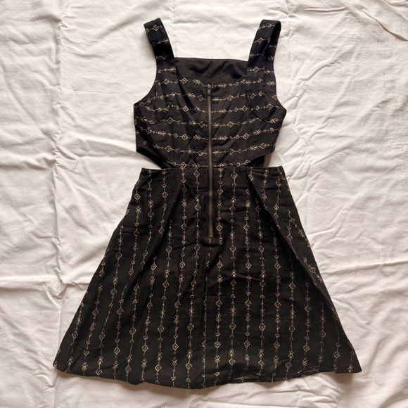 UO Black Printed Dress with Cutouts - Picture 3 of 4